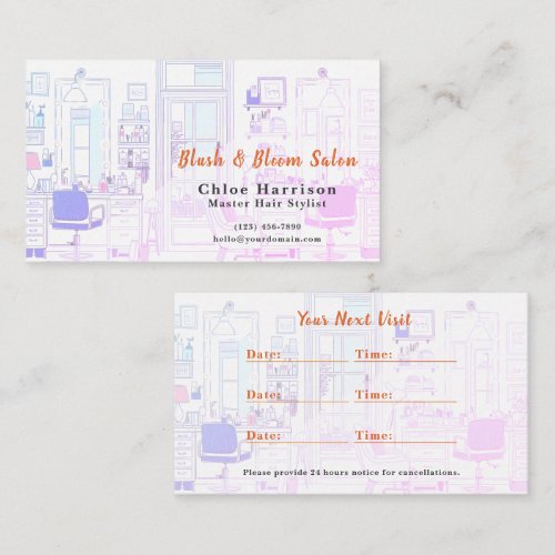 Miami Neon Vibrant Hair Salon Appointment Card &amp;