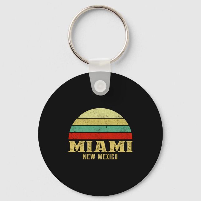 Miami New Mexico Vintage Retro Sunset  Keychain (Front)