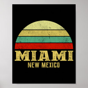 Miami New Mexico Vintage Retro Sunset Poster