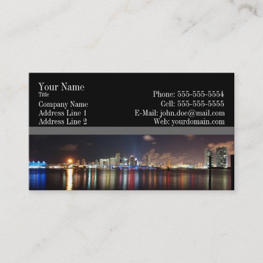 Customizable Miami night panorama - Business Card