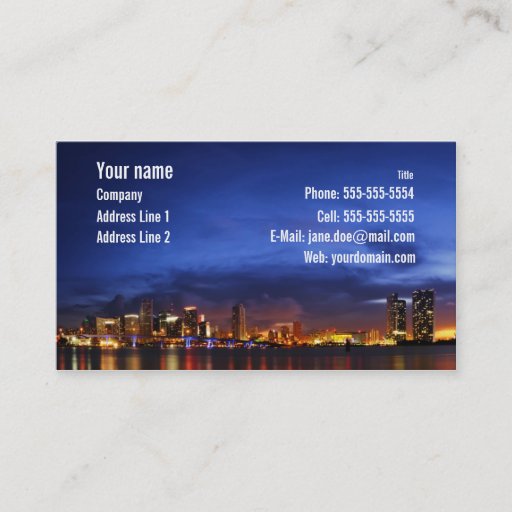 Customizable Miami night panorama - Business Card