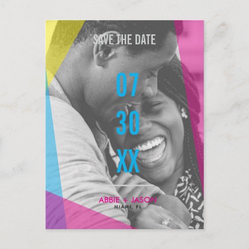 Miami Nights Save The Date Photo Postcard