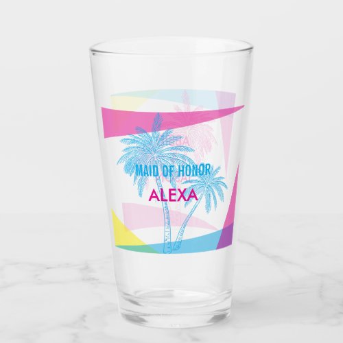 Miami Nights Wedding Party Glass