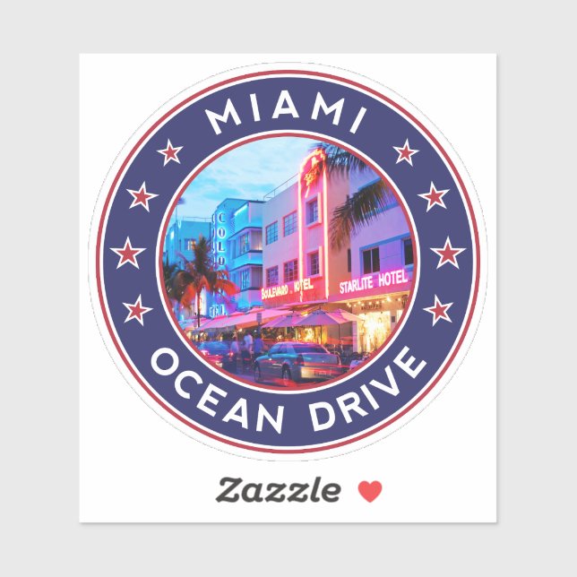 Miami Ocean Drive Sticker (Sheet)