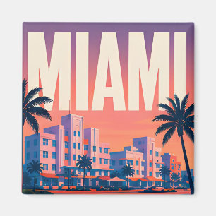 Miami Ocean Drive Sunset Travel Magnet