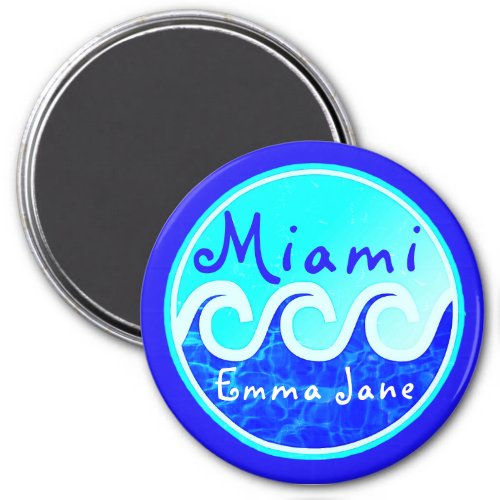 Miami Ocean Waves Blue Sky Your Name Magnet