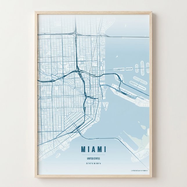 Miami OceanPrint Florida City Map Wallart Poster (Creator Uploaded)