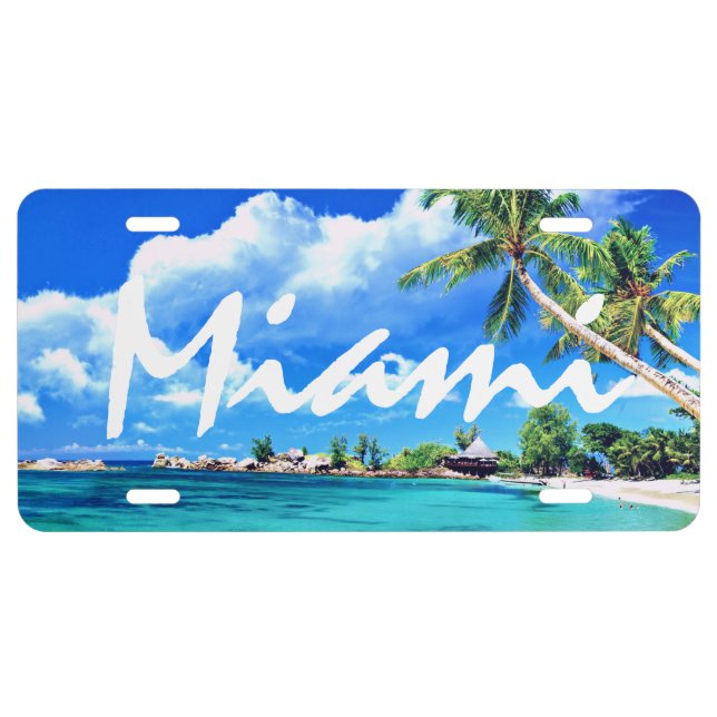 Miami Palm Trees Aluminum License Plate (Front)