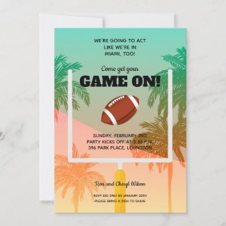 Miami Palms and Football Uprights Party Invitation