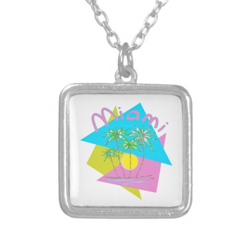 Miami Palms Sun Silver Plated Necklace