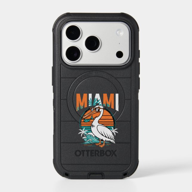 Miami Pelican Tropical Sunset Beach Design  Otterbox iPhone Case (Back)