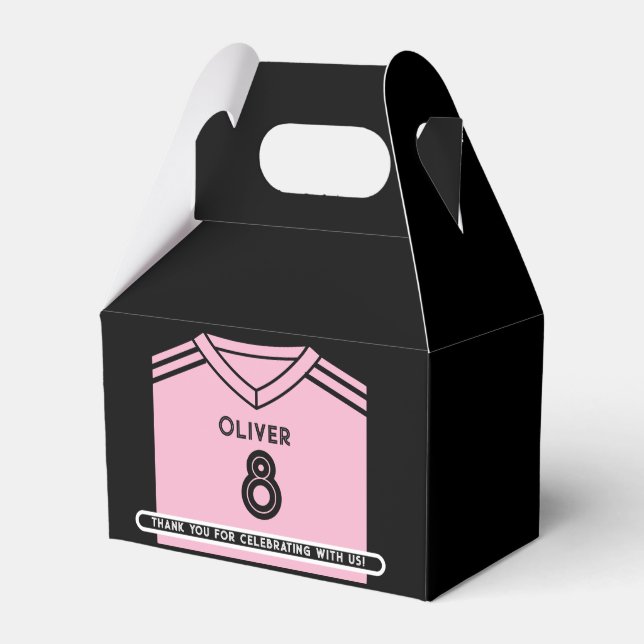 Miami Pink and Black Soccer Birthday Party  Favor Boxes (Front Side)