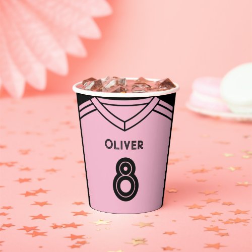 Miami Pink and Black Soccer Birthday Party  Paper Cups