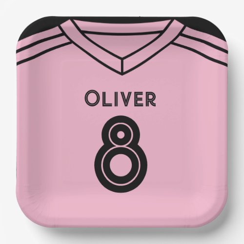 Miami Pink and Black Soccer Birthday Party  Paper Plates