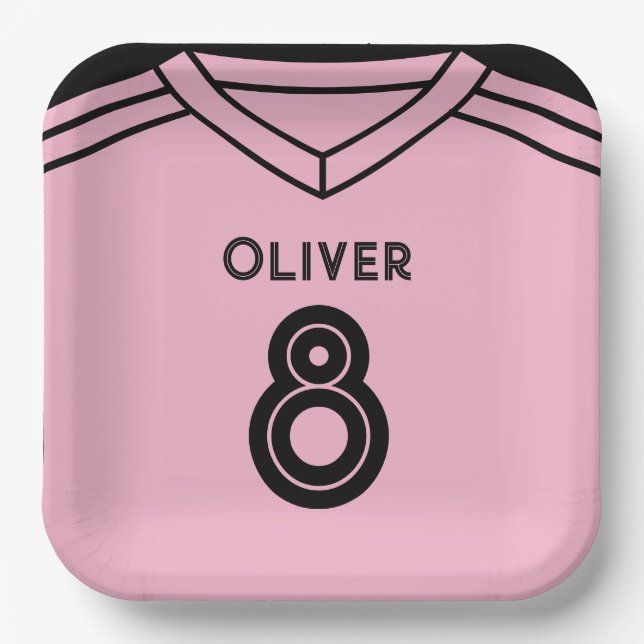 Miami Pink and Black Soccer Birthday Party  Paper Plates (Front)