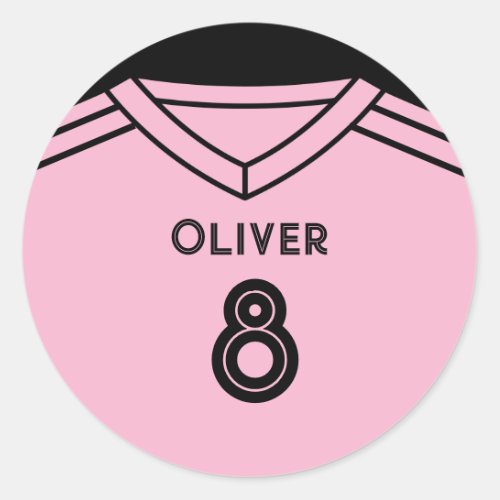 Miami Pink and Black Soccer Birthday Party Sticker