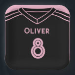 Miami Pink and Black Soccer Party Birthday  Paper Plates<br><div class="desc">Celebrate in style with this trendy pink and black Miami soccer party theme!</div>