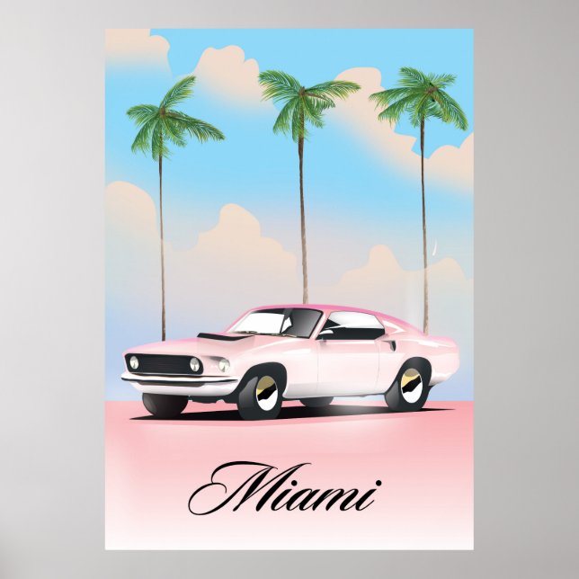 Miami Pink Sunset Poster (Front)