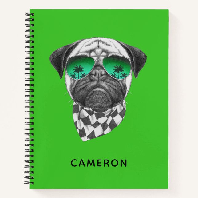 Miami Pug | Add Your Name Notebook (Front)
