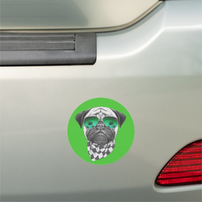 Miami Pug Car Magnet (In Situ)