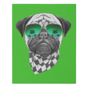 Miami Pug Faux Canvas Print
