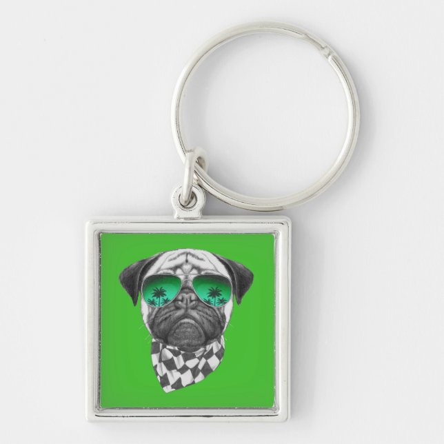 Miami Pug Keychain (Front)