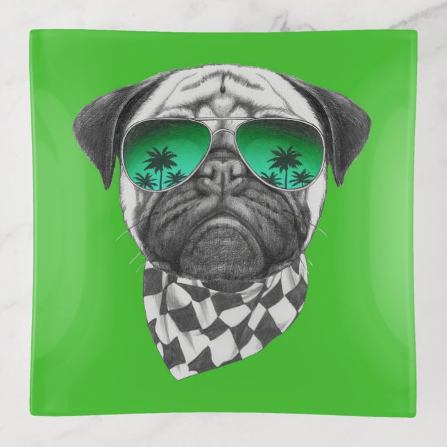 Miami Pug Trinket Tray (Front)