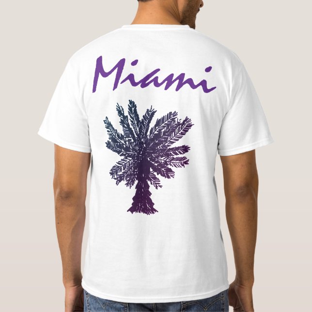 Miami Purple Palm Tree Summer Vacation Cruise T-Shirt (Back)