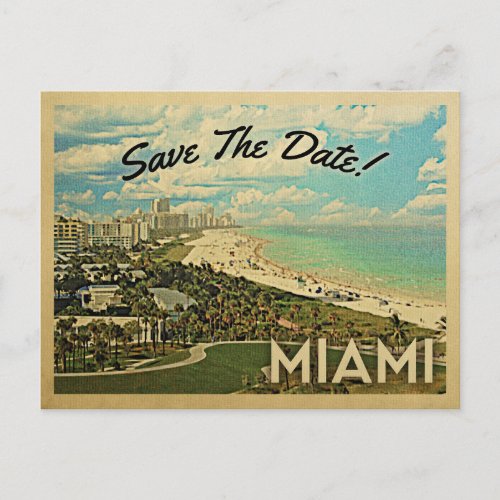 Miami Save The Date Florida City Coast Announcement Postcard