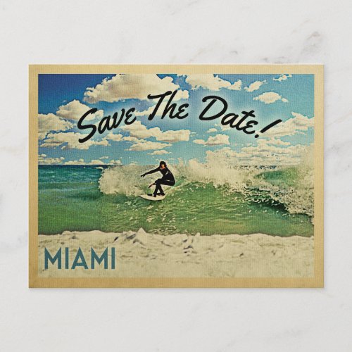 Miami Save The Date Florida Surfing Announcement Postcard