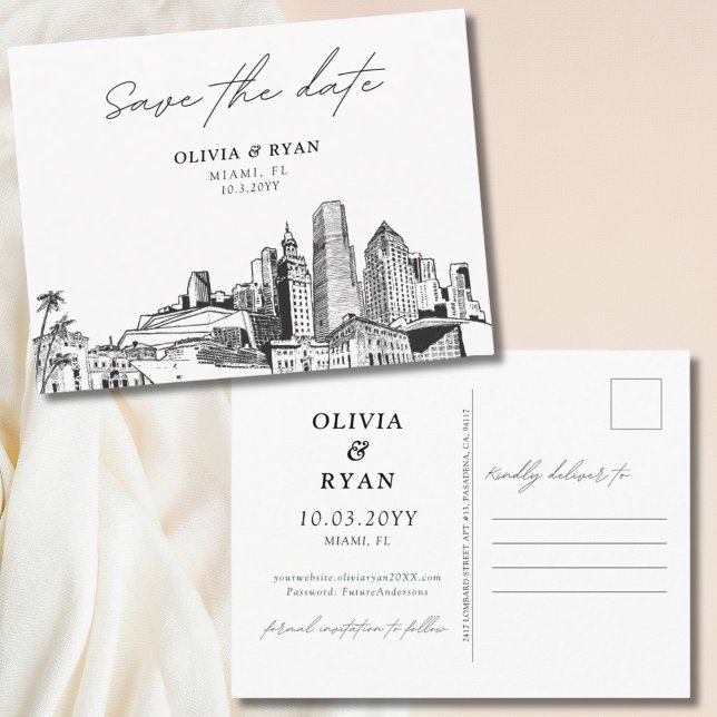 Miami Save the Date Postcard for Florida Weddings (Miami Save the Date Postcard for Florida Weddings)