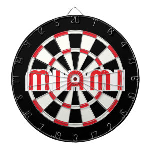 MIAMI Simple Modern Black White Red Dart Board