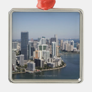 Miami Skyline 3 Metal Ornament