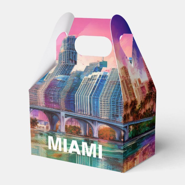 Miami Skyline Abstract Art Favor Boxes (Front Side)