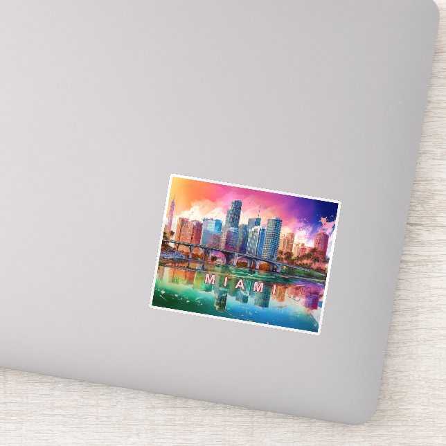 Miami Skyline Abstract Art  Sticker (Detail)