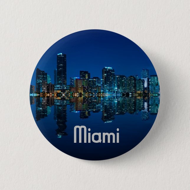 Miami Skyline at Dusk Button (Front)