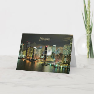 Miami Skyline at Night Card
