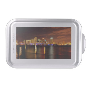 Miami skyline at night, Florida Cake Pan