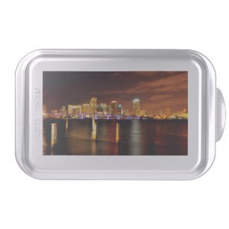Miami skyline at night, Florida Cake Pan