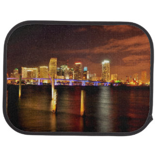Miami skyline at night, Florida Car Floor Mat