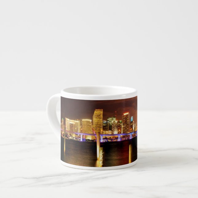 Miami skyline at night, Florida Espresso Cup (Front Left)