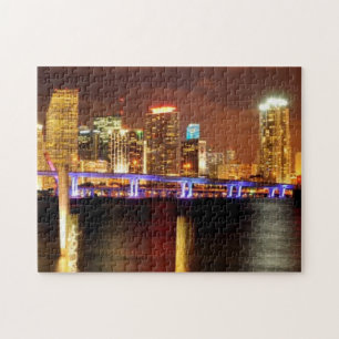Miami skyline at night, Florida Jigsaw Puzzle