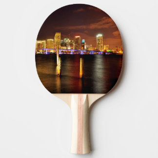 Miami skyline at night, Florida Ping-Pong Paddle