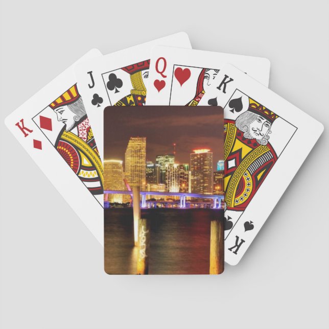 Miami skyline at night, Florida Poker Cards (Back)