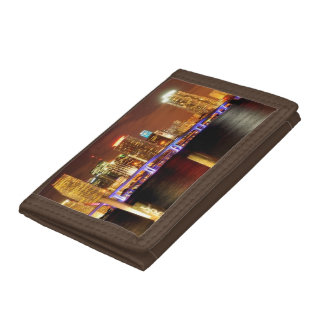 Miami skyline at night, Florida Trifold Wallet