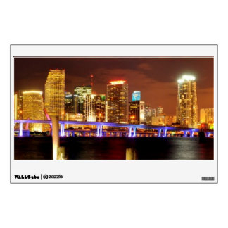 Miami skyline at night, Florida Wall Decal