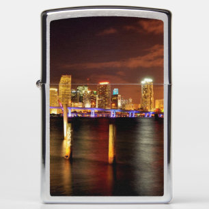 Miami skyline at night, Florida Zippo Lighter