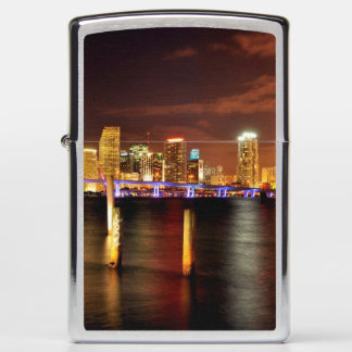 Miami skyline at night, Florida Zippo Lighter