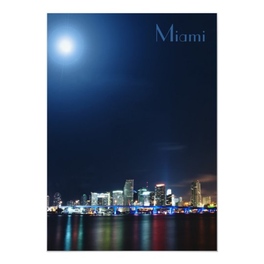 Miami skyline at night panorama - Invitation