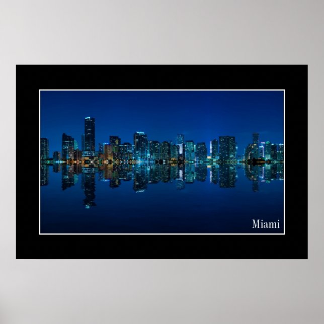 Miami skyline at night panorama - Poster (Front)